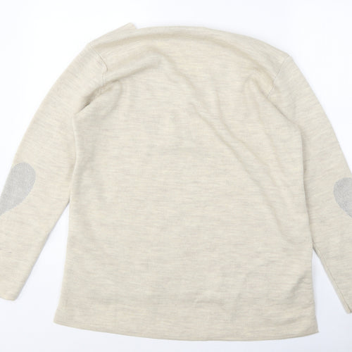hoxton gal Mens Beige Round Neck Polyester Pullover Jumper One Size - Love Heart