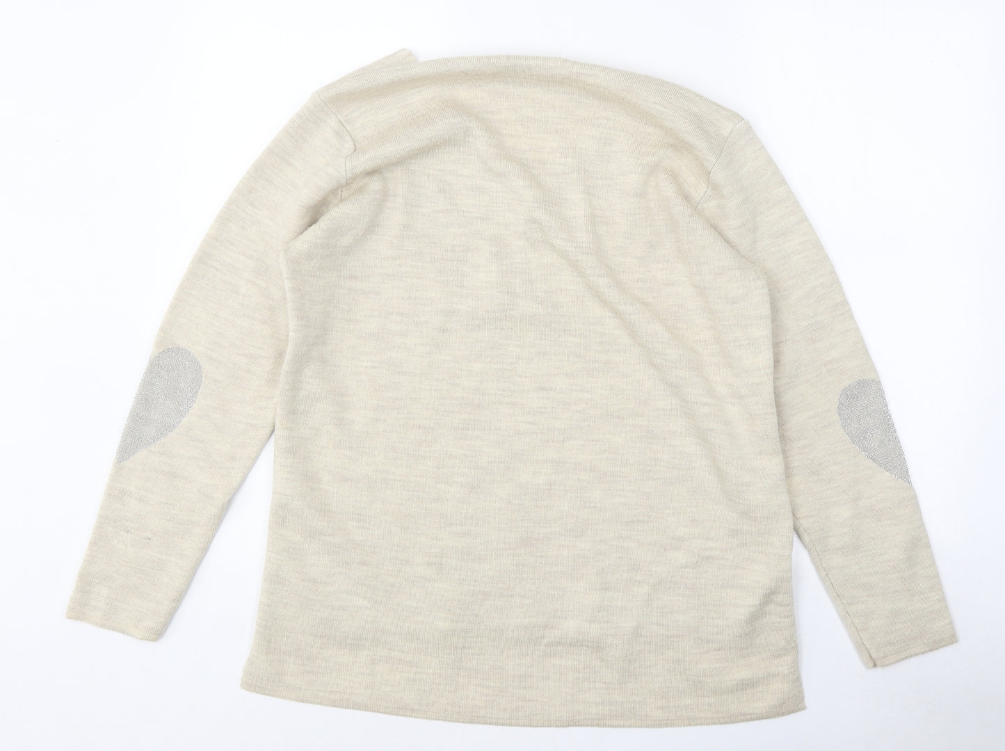 hoxton gal Mens Beige Round Neck Polyester Pullover Jumper One Size - Love Heart