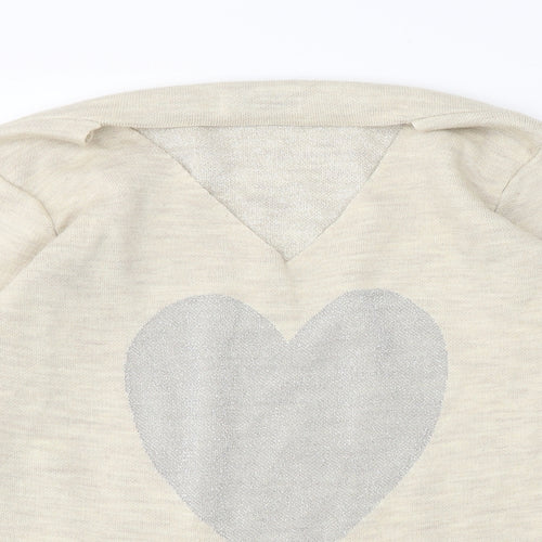hoxton gal Mens Beige Round Neck Polyester Pullover Jumper One Size - Love Heart