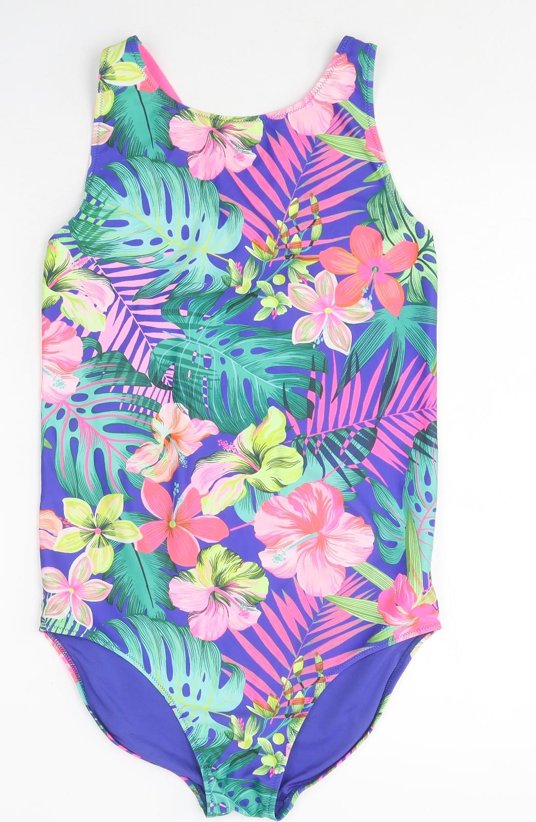 NEXT Girls Multicoloured Floral Polyester Bodysuit One-Piece Size 16 Years Pullover - Swimsuit