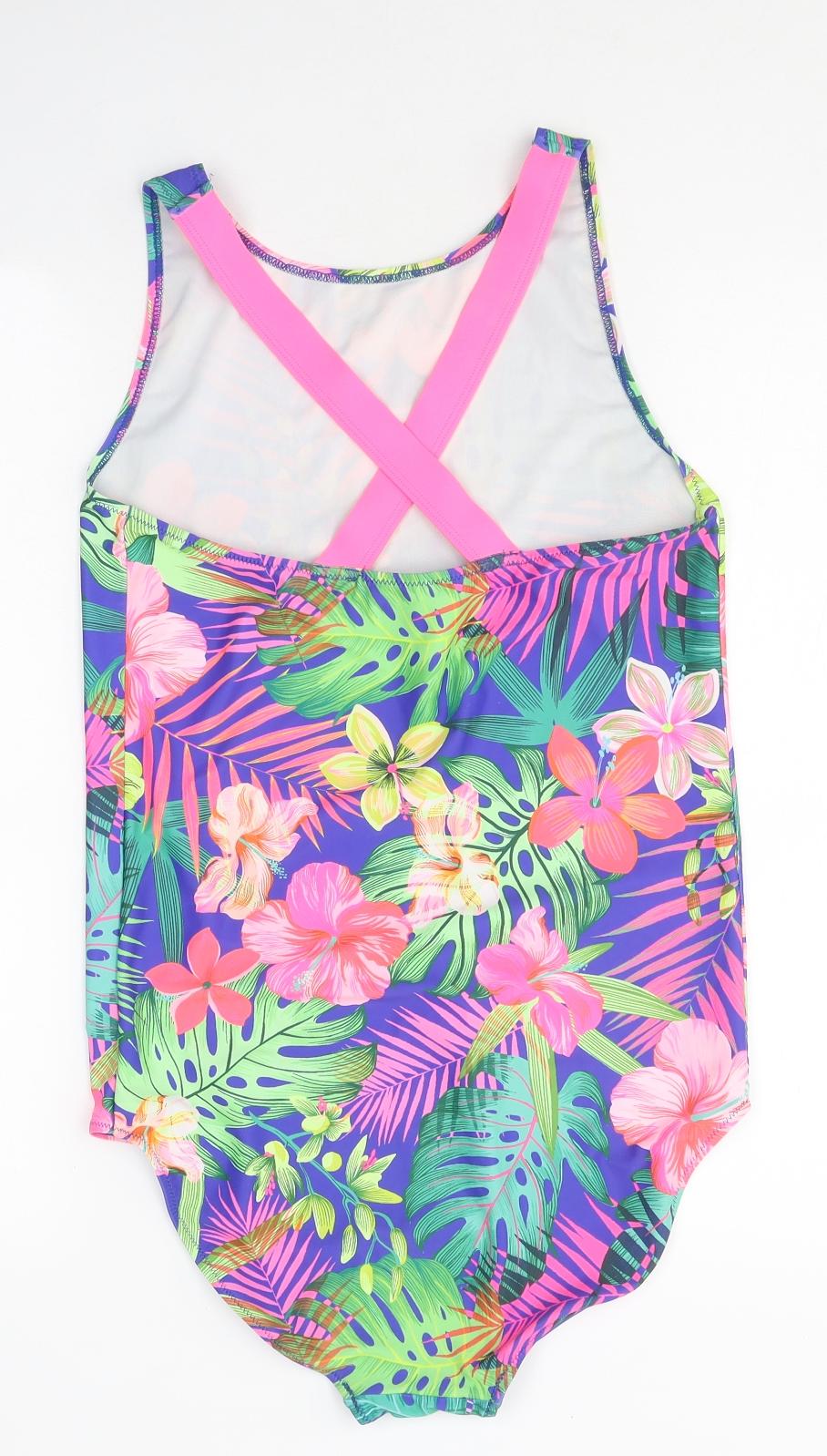NEXT Girls Multicoloured Floral Polyester Bodysuit One-Piece Size 16 Years Pullover - Swimsuit