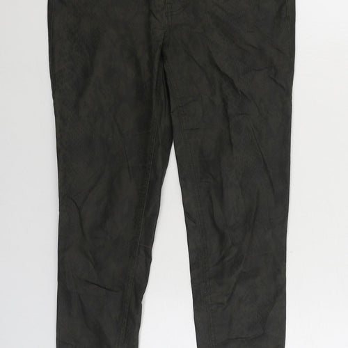 Zara Womens Green Animal Print Polyester Skinny Jeans Size 10 L26 in Regular Zip - Snake Skin