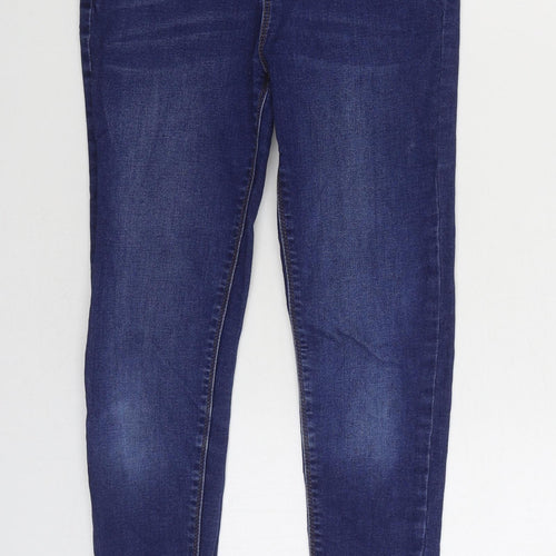 Denim & Co. Girls Blue Cotton Skinny Jeans Size 11-12 Years Regular Zip