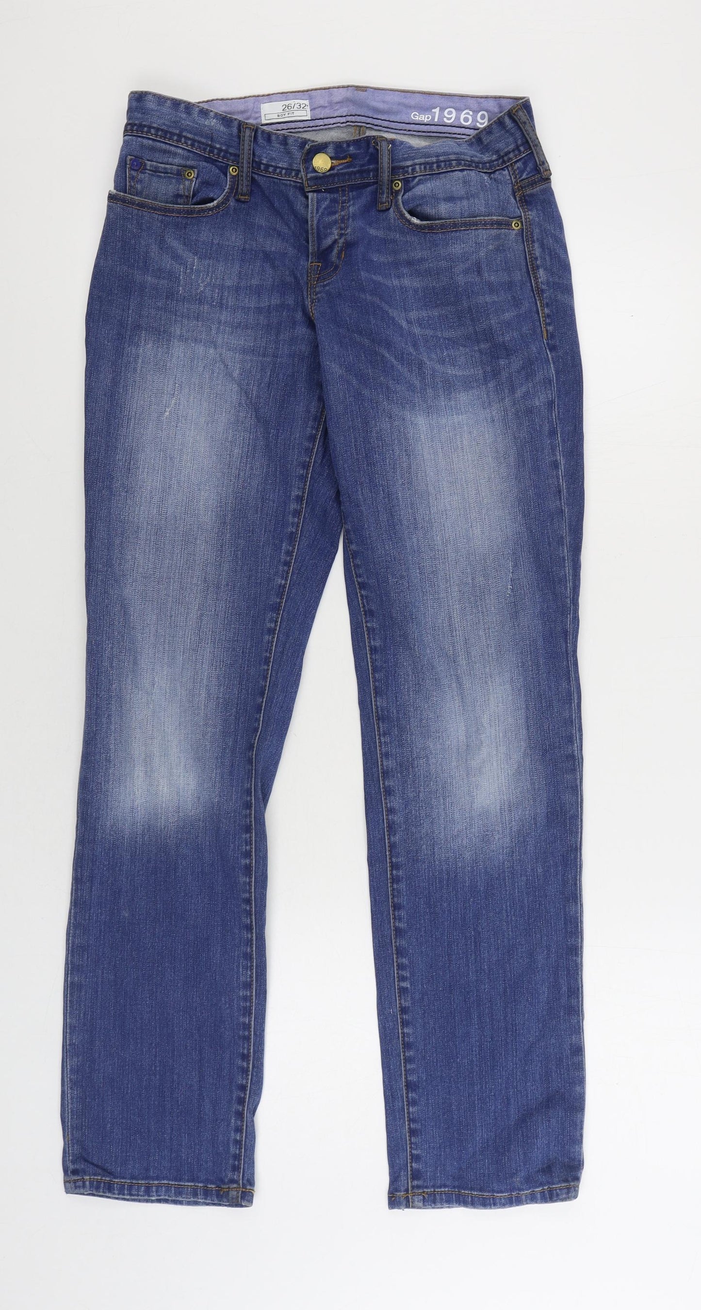 Gap Mens Blue Cotton Straight Jeans Size 26 in L32 in Regular Zip