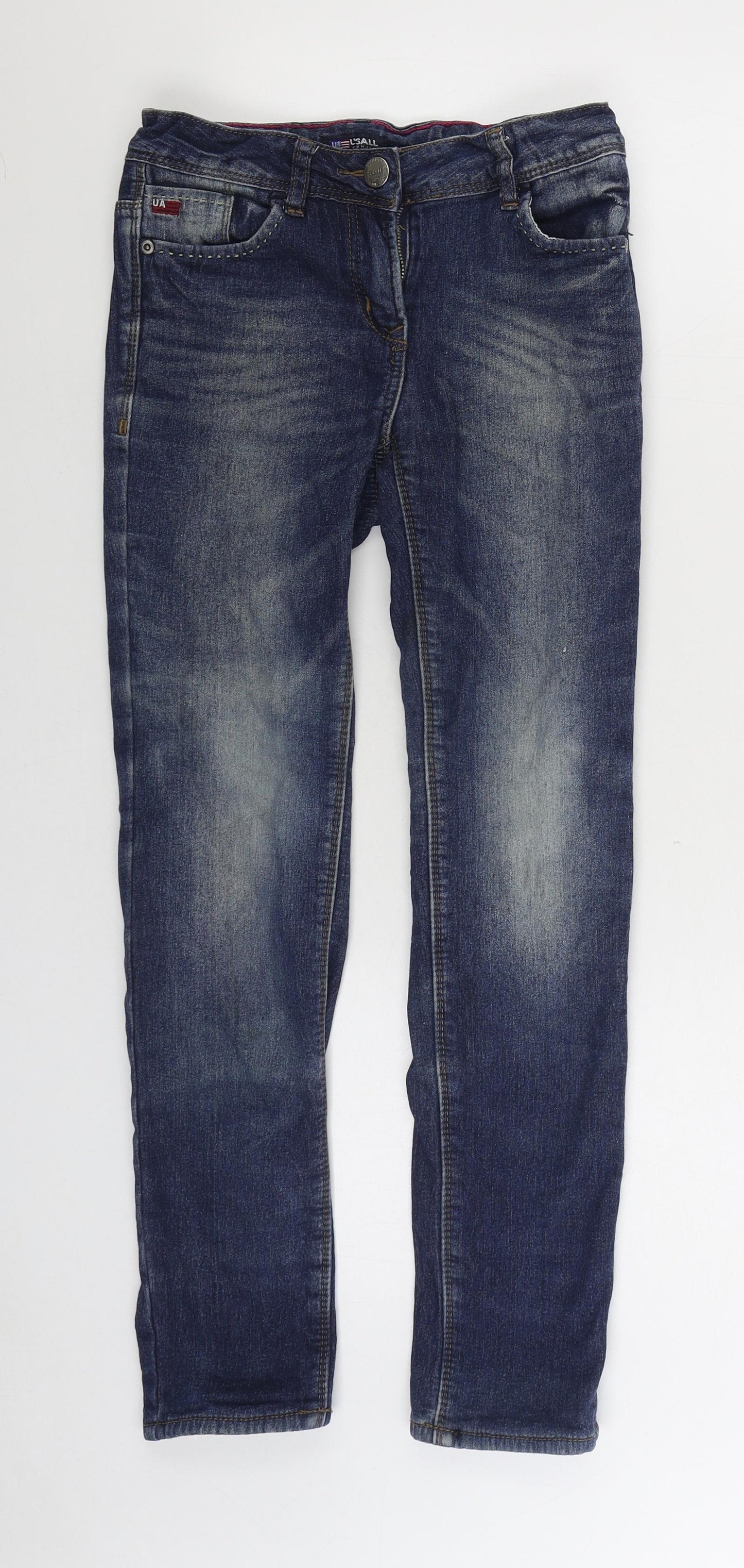 USALL Boys Blue Cotton Straight Jeans Size 11-12 Years Regular Zip