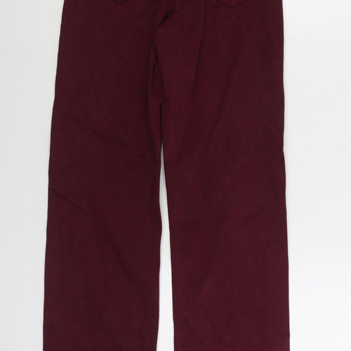 Zara Womens Red Cotton Straight Jeans Size 6 L34 in Regular Zip