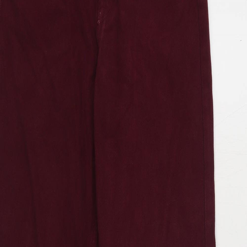Zara Womens Red Cotton Straight Jeans Size 6 L34 in Regular Zip