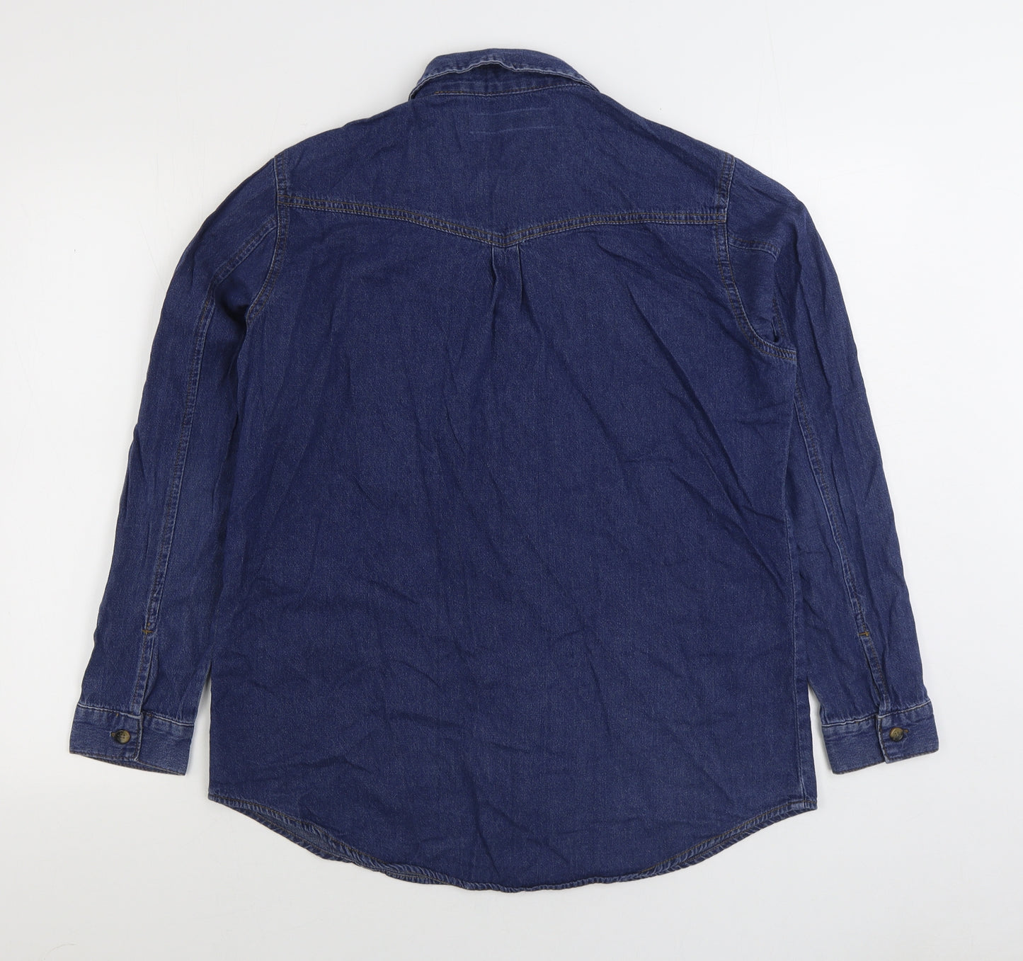 ASOS Womens Blue 100% Cotton Basic Button-Up Size 14 Collared