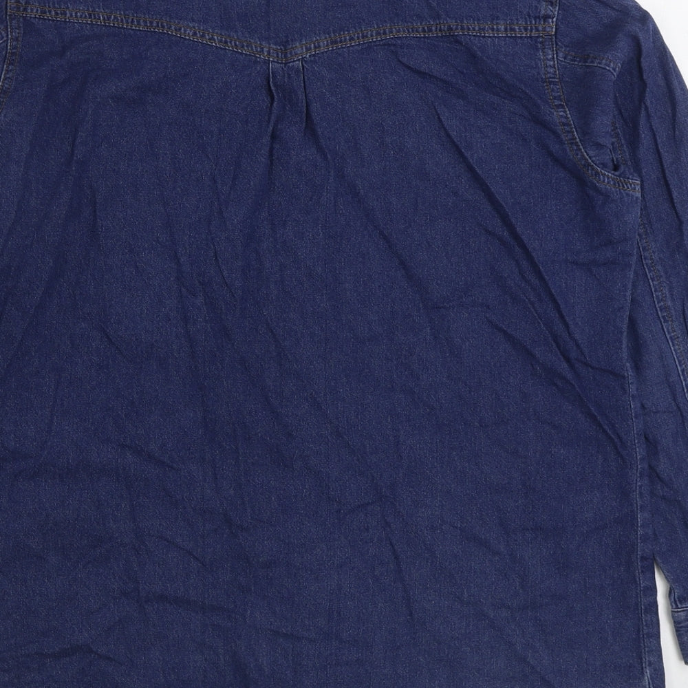 ASOS Womens Blue 100% Cotton Basic Button-Up Size 14 Collared