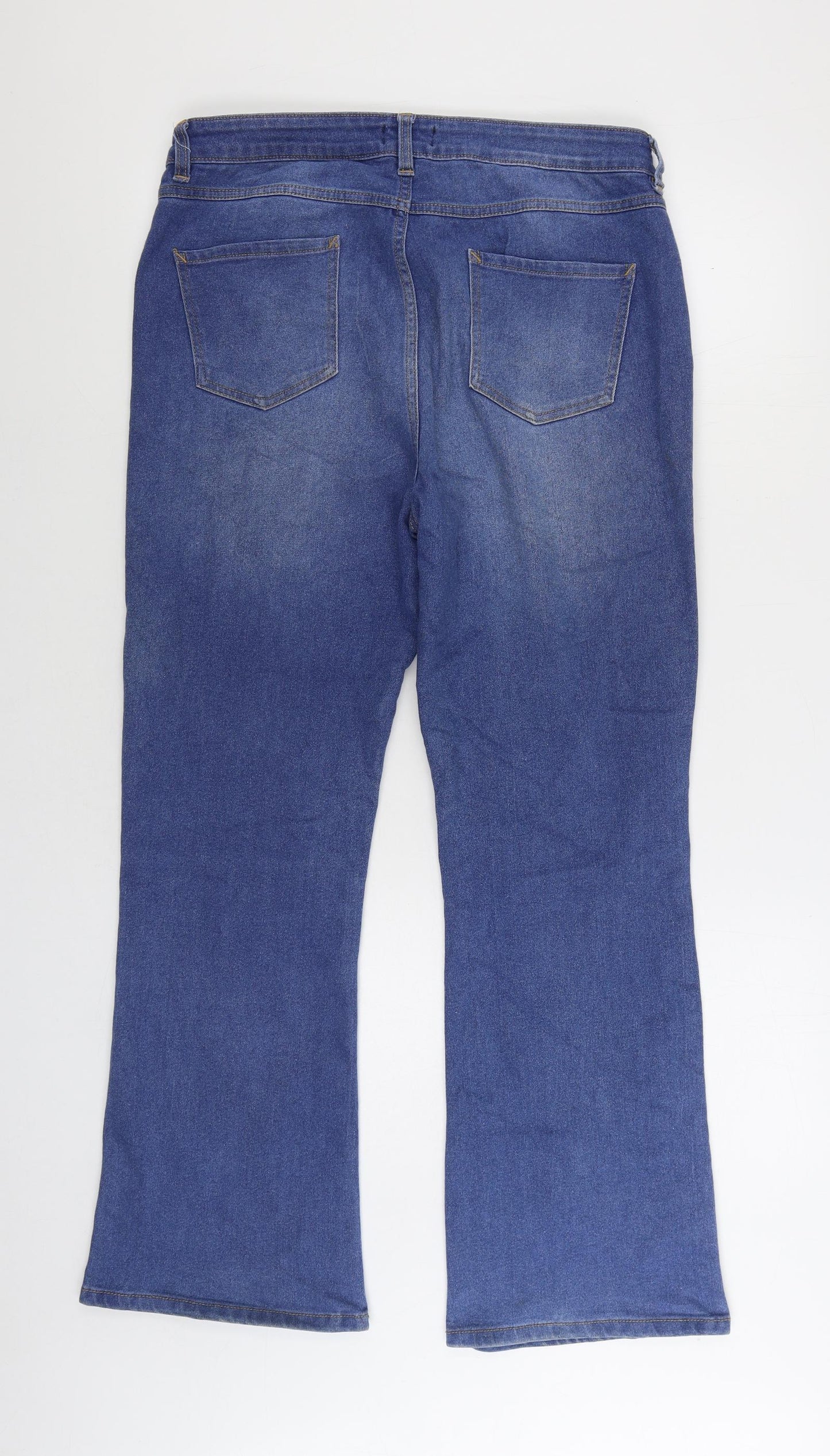 Matalan Womens Blue Cotton Bootcut Jeans Size 14 L28 in Regular Zip
