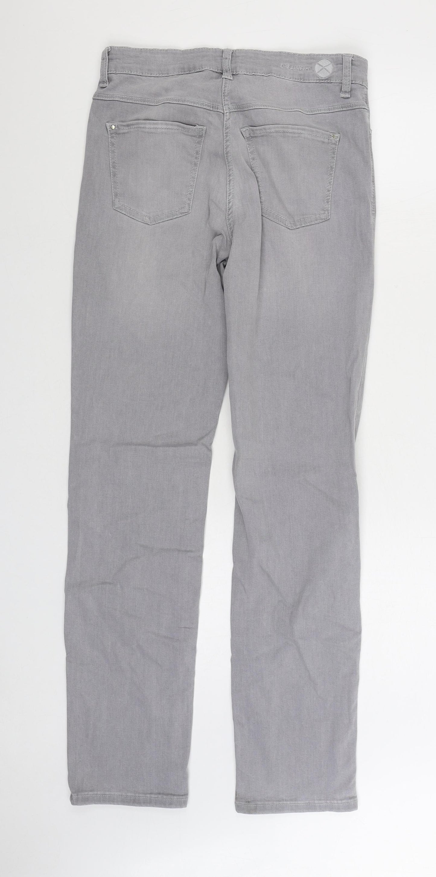 Dream Jeans By Mac Womens Grey Cotton Straight Jeans Size 10 L32 in Regular Zip