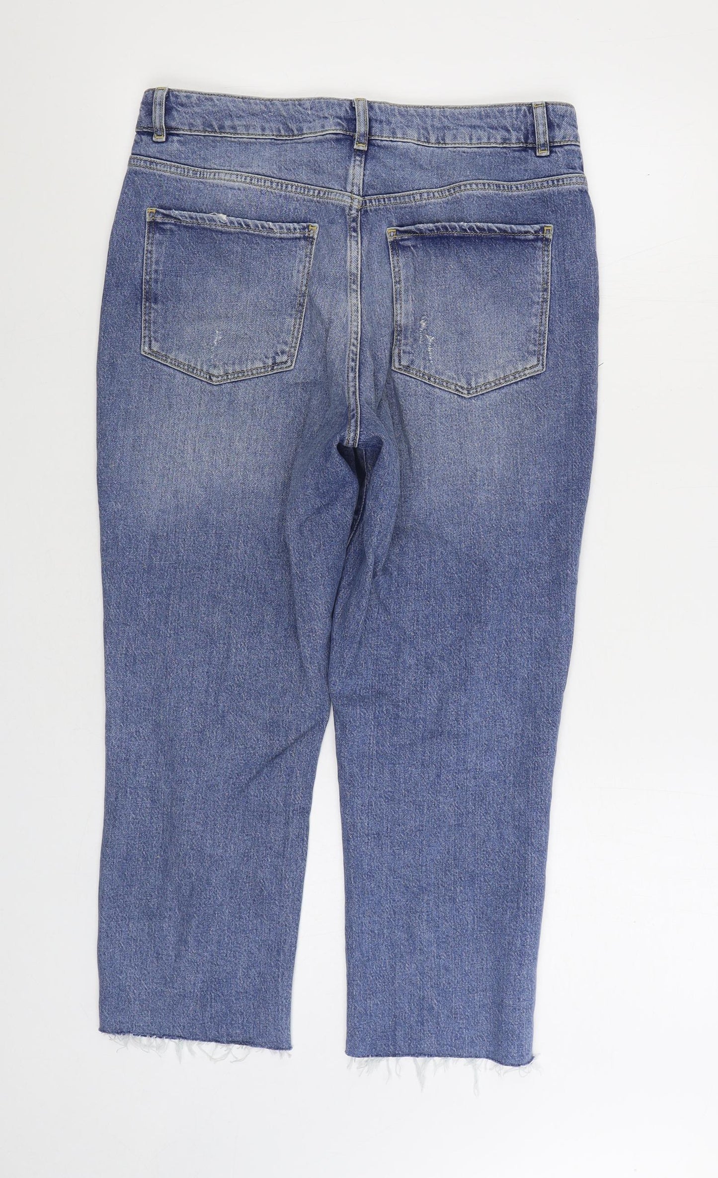 New Look Womens Blue Cotton Cropped Jeans Size 12 L23 in Regular Zip