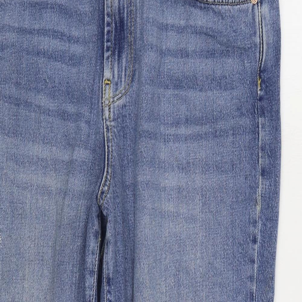 New Look Womens Blue Cotton Cropped Jeans Size 12 L23 in Regular Zip