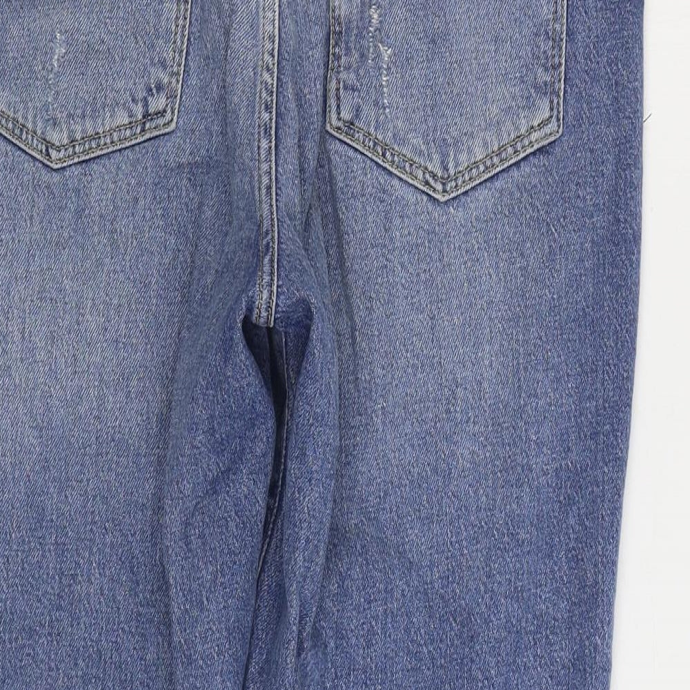 New Look Womens Blue Cotton Cropped Jeans Size 12 L23 in Regular Zip