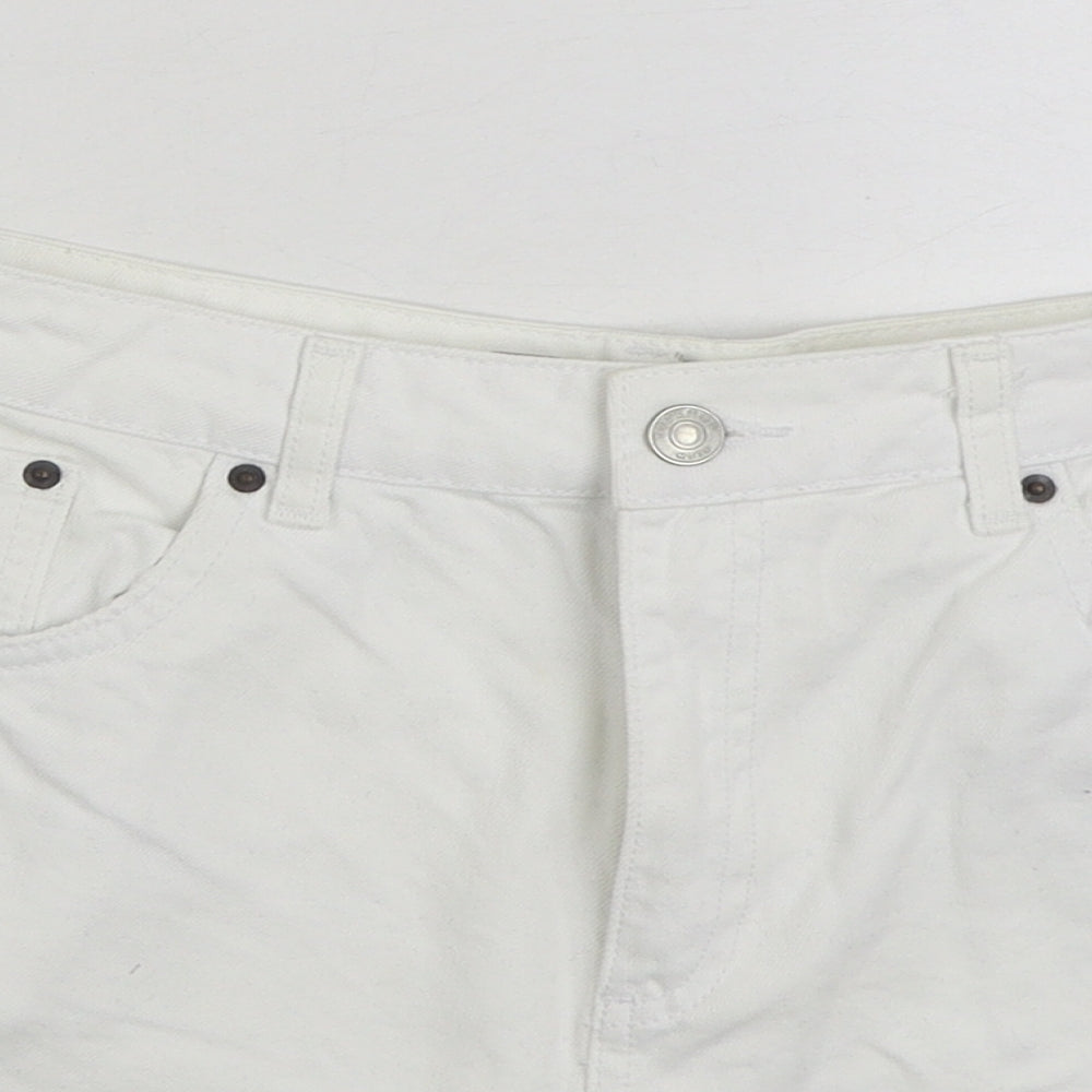 Topshop Womens White Cotton Hot Pants Shorts Size 12 Regular Zip