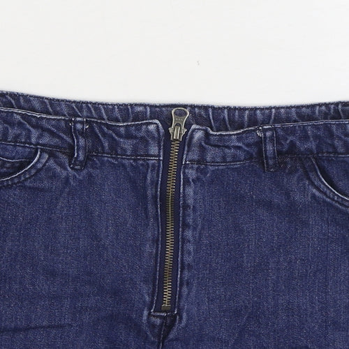 NEXT Girls Blue 100% Cotton Mini Skirt Size 10 Years Regular Zip