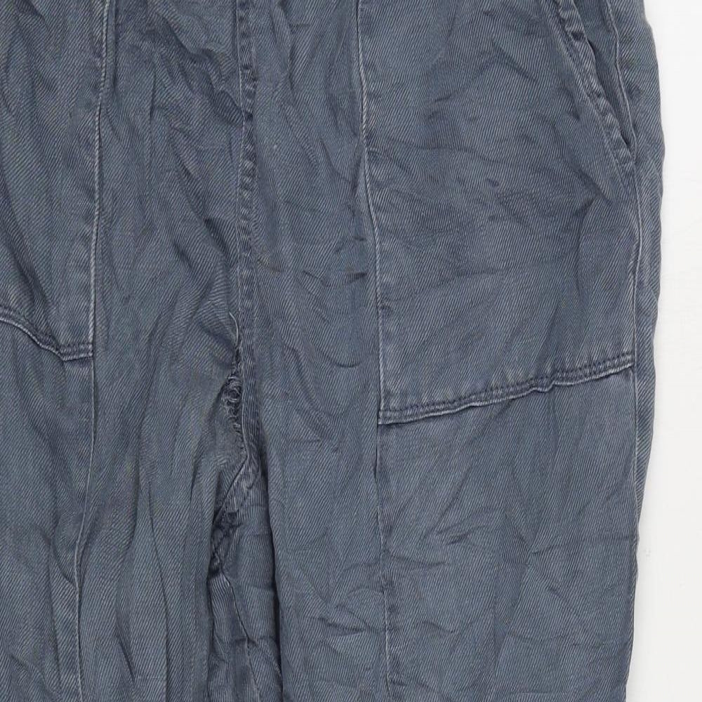 Marks and Spencer Womens Blue Lyocell Jogger Trousers Size 16 L28 in Regular Drawstring
