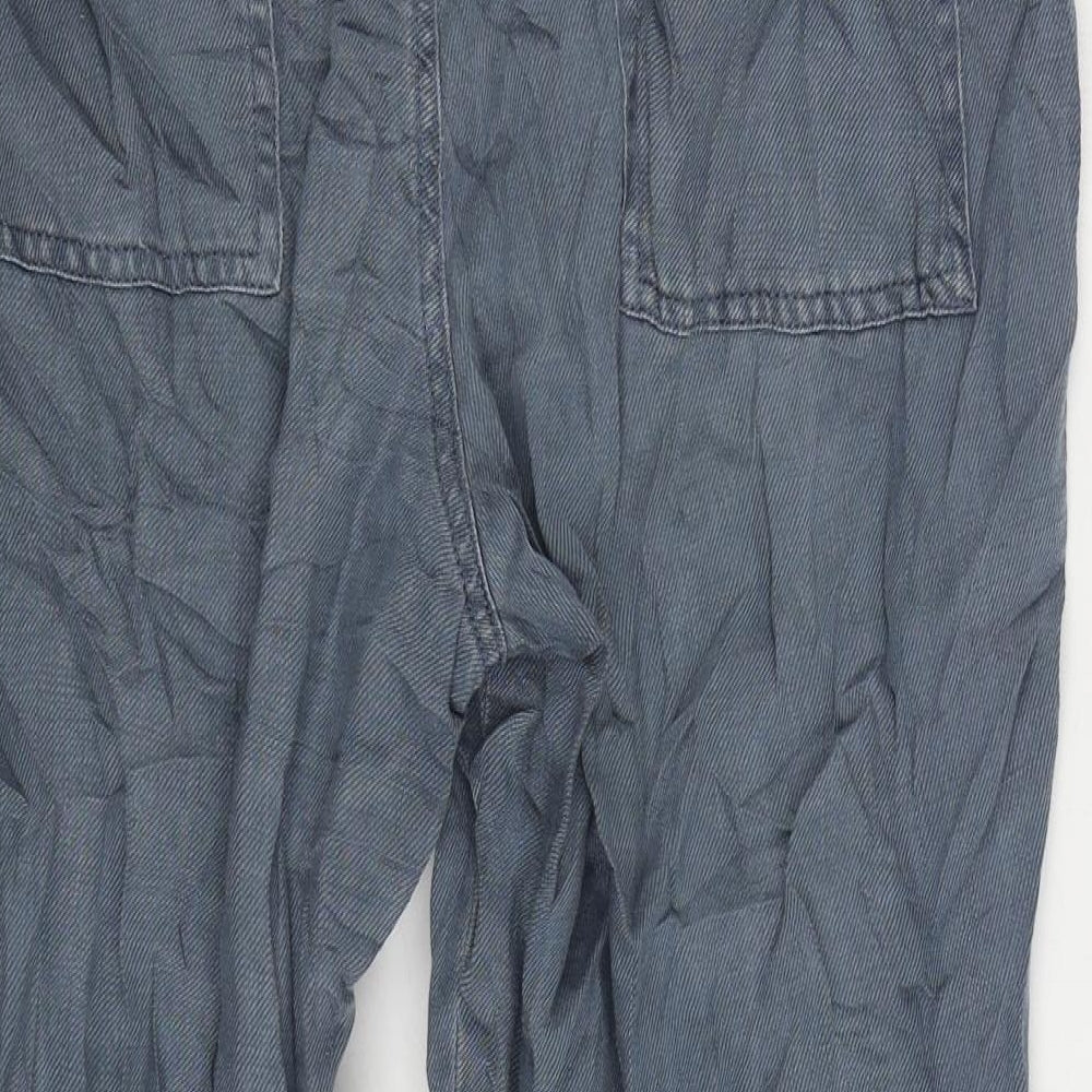 Marks and Spencer Womens Blue Lyocell Jogger Trousers Size 16 L28 in Regular Drawstring