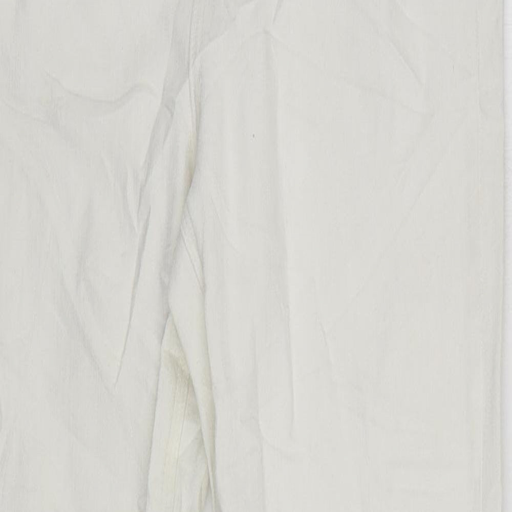 Marks and Spencer Womens White Cotton Straight Jeans Size 12 L30 in Regular Zip