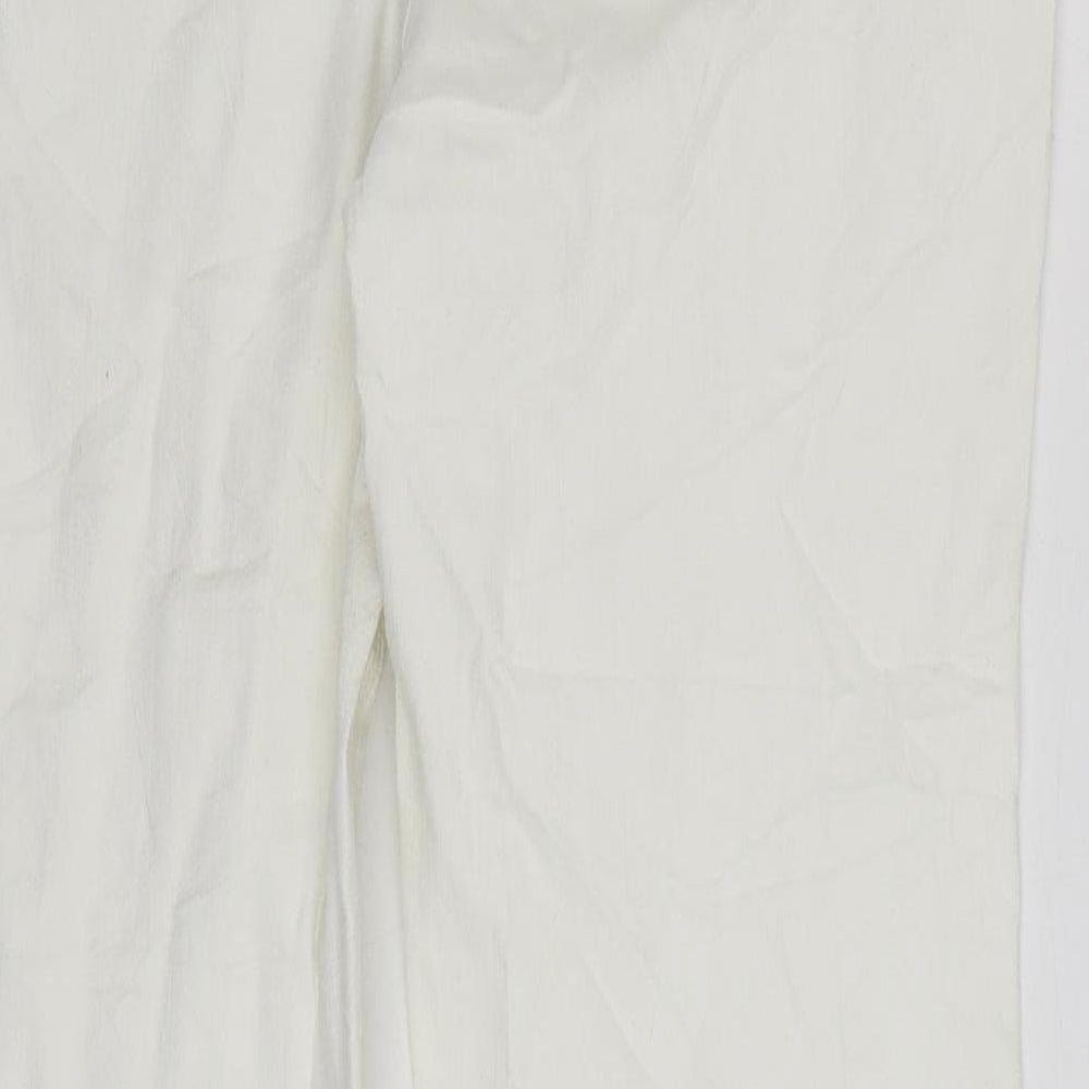 Marks and Spencer Womens White Cotton Straight Jeans Size 12 L30 in Regular Zip