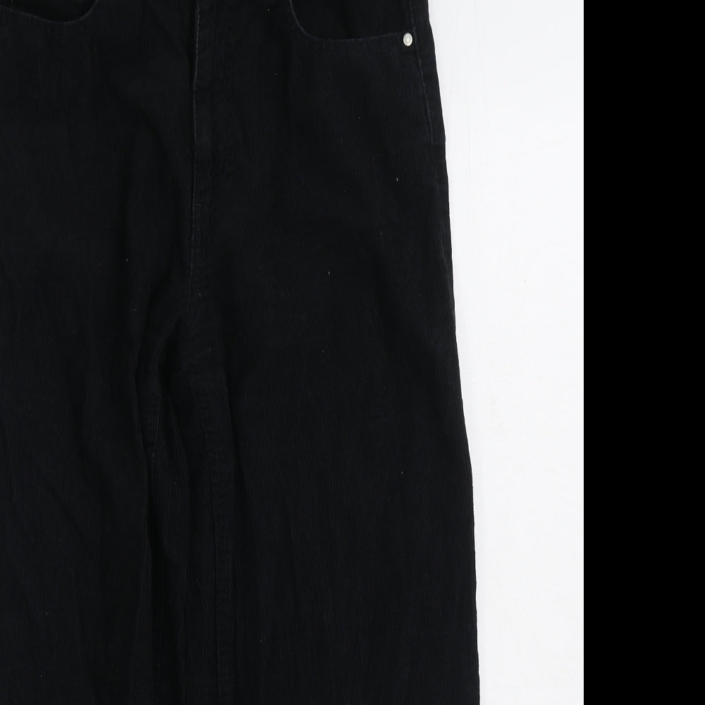 Denim & Co. Womens Black Cotton Trousers Size 8 L24 in Regular Zip