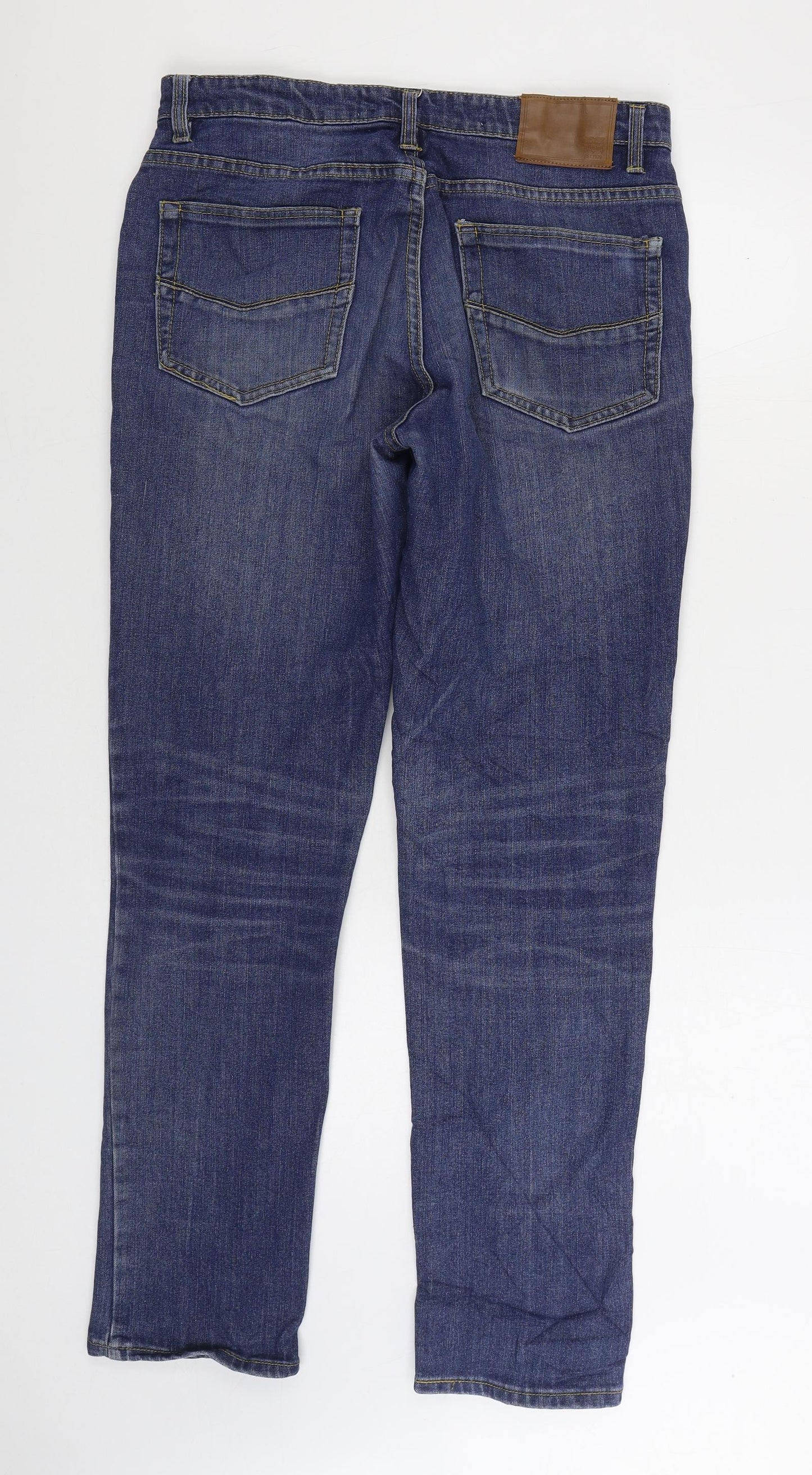 Rivers Mens Blue Cotton Straight Jeans Size 34 in L32 in Regular Zip