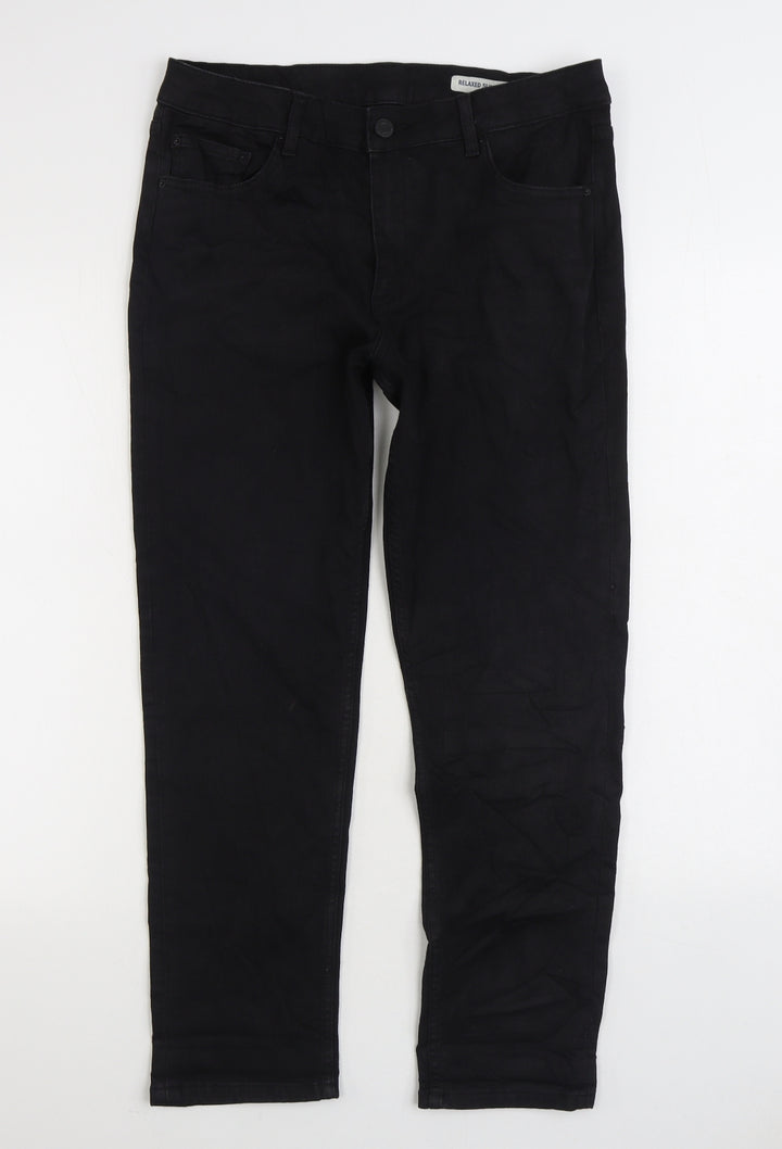 Marks and Spencer Womens Black Cotton Skinny Jeans Size 12 L26 in Regular Zip