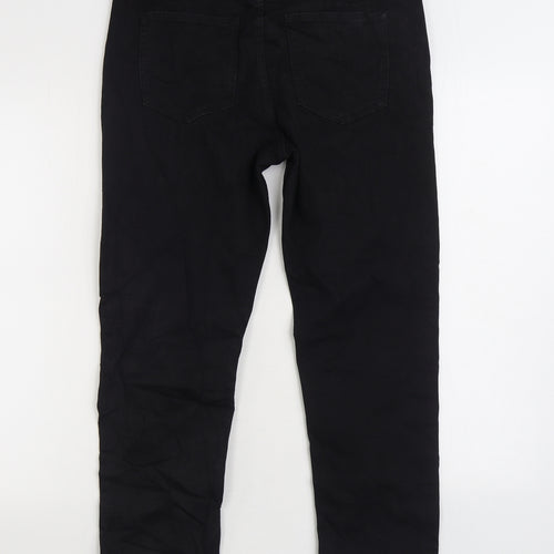 Marks and Spencer Womens Black Cotton Skinny Jeans Size 12 L26 in Regular Zip