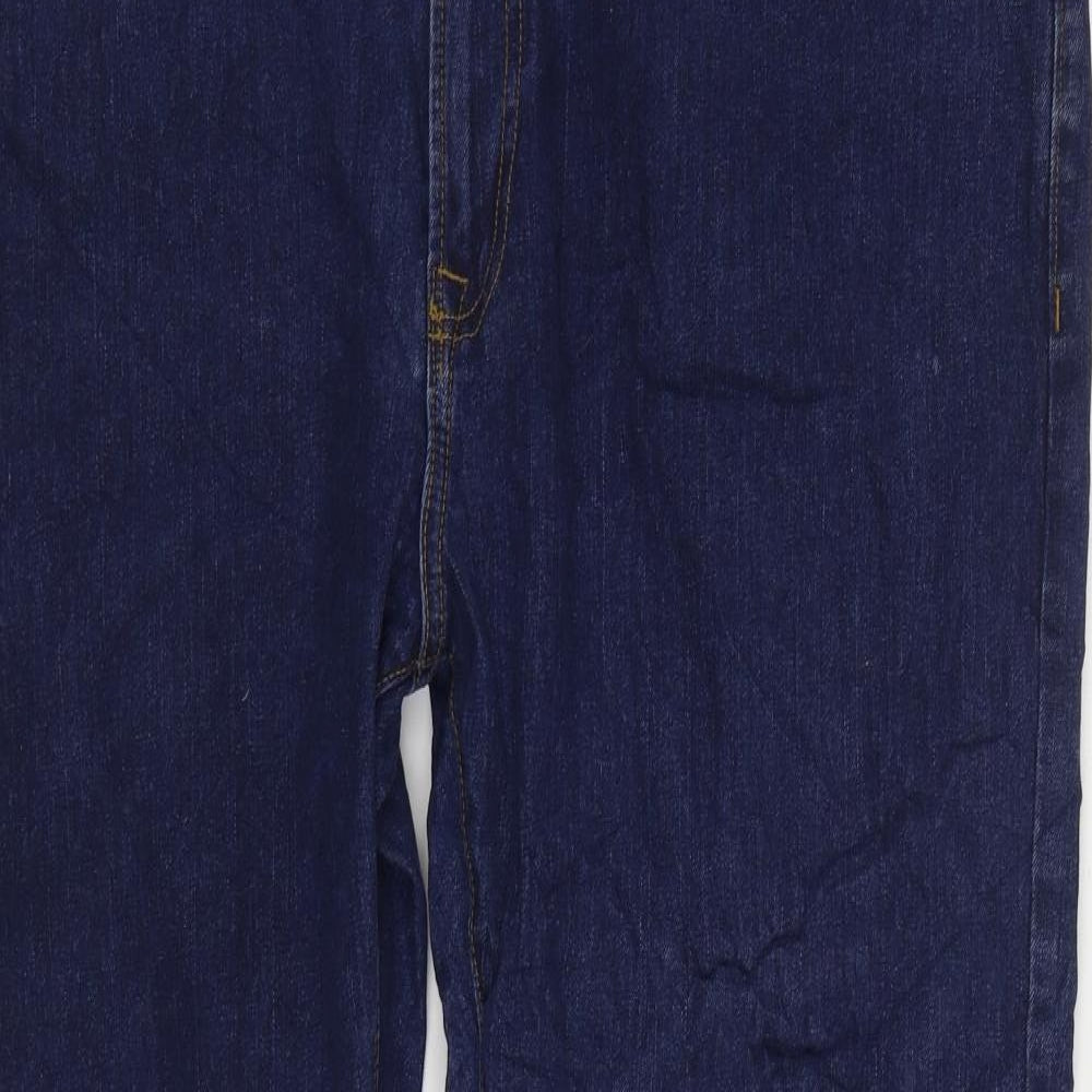 Marks and Spencer Mens Blue Cotton Straight Jeans Size 42 in L29 in Regular Zip