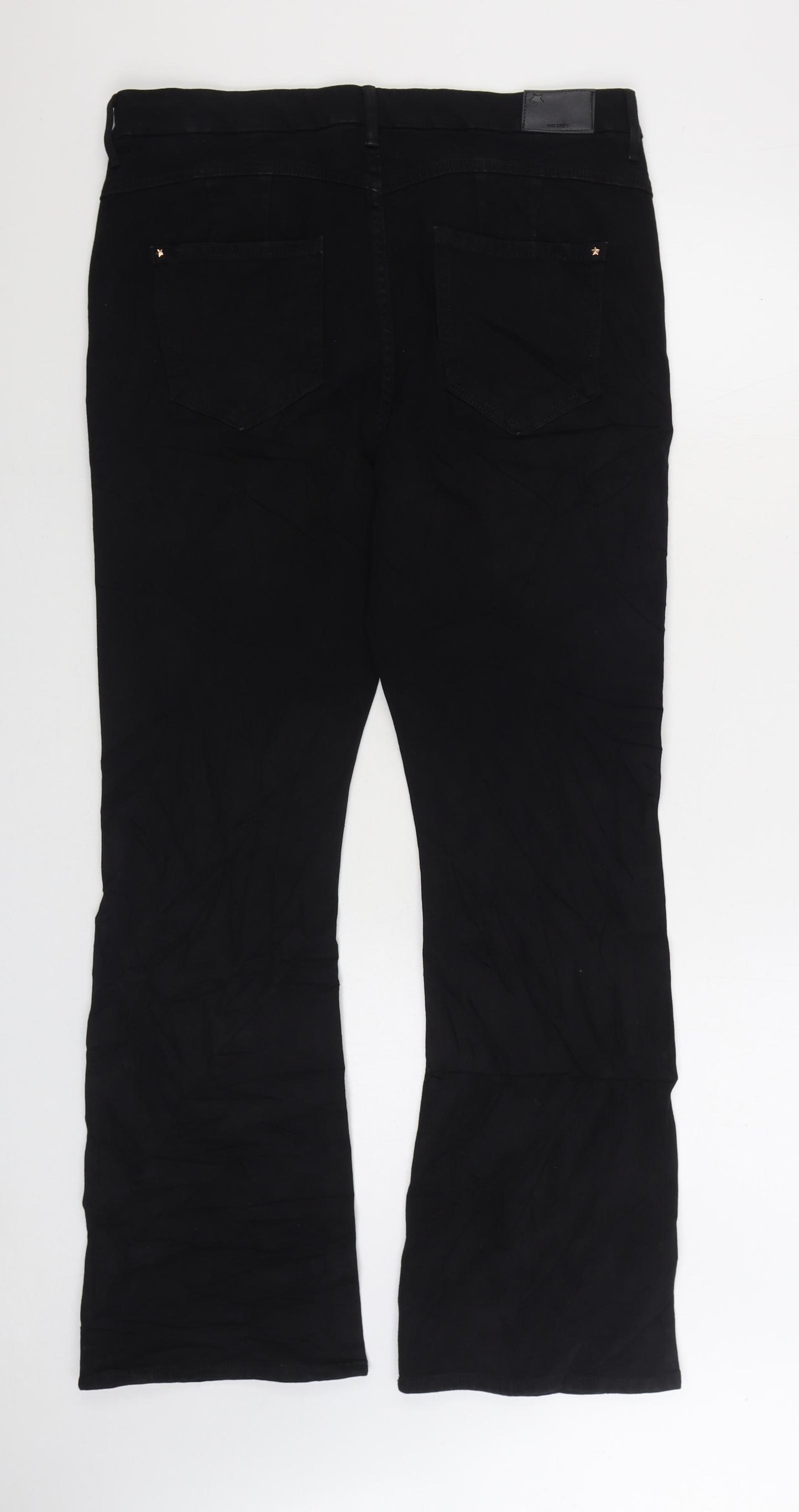 Marks and Spencer Womens Black Cotton Bootcut Jeans Size 16 L30 in Regular Zip