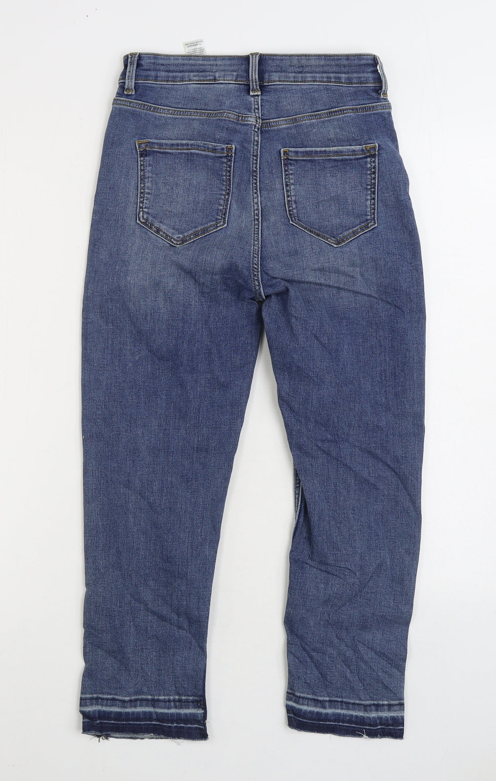 Marks and Spencer Womens Blue Cotton Cropped Jeans Size 8 L22 in Regular Zip