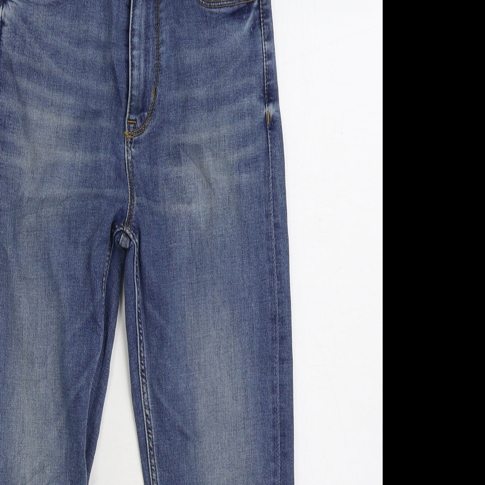 Marks and Spencer Womens Blue Cotton Cropped Jeans Size 8 L22 in Regular Zip