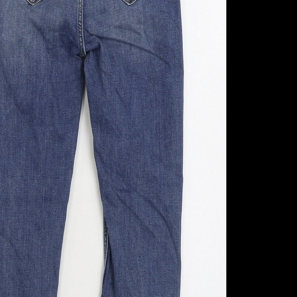 Marks and Spencer Womens Blue Cotton Cropped Jeans Size 8 L22 in Regular Zip