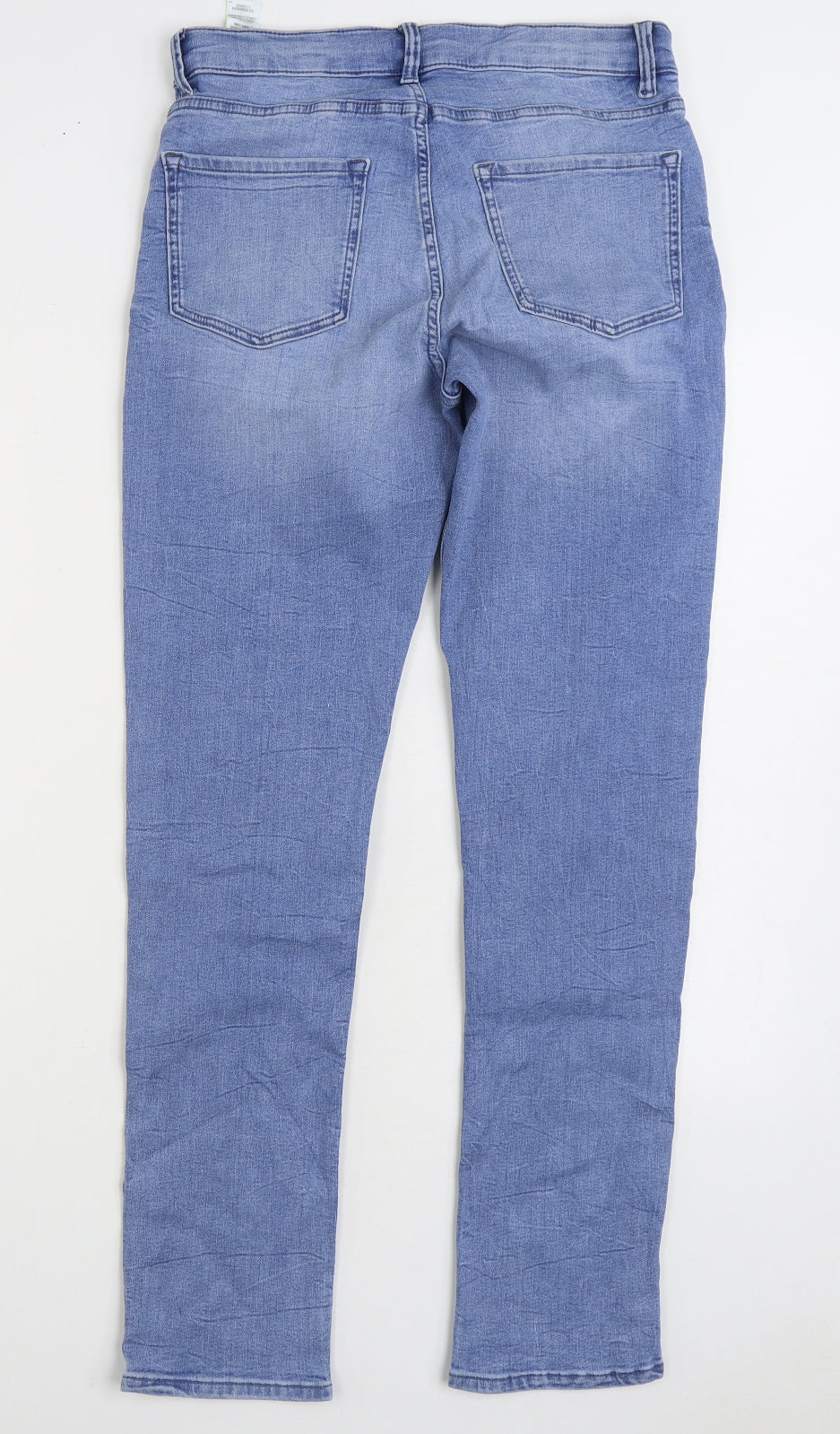 Marks and Spencer Womens Blue Cotton Straight Jeans Size 12 L30 in Regular Zip