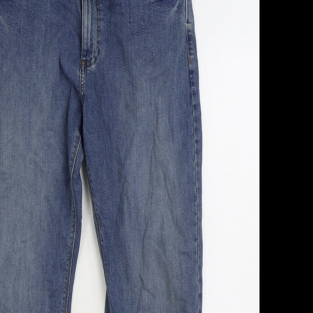 Marks and Spencer Mens Blue Cotton Straight Jeans Size 34 in L29 in Regular Zip