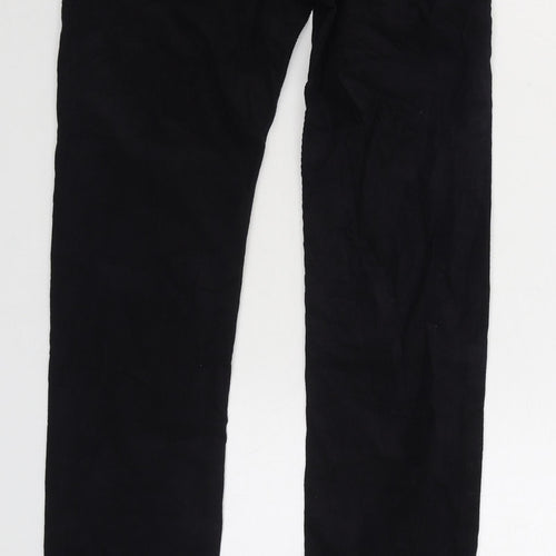 Marks and Spencer Womens Black Cotton Trousers Size 28 in L33 in Slim Zip