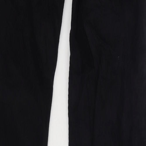 Marks and Spencer Womens Black Cotton Trousers Size 28 in L33 in Slim Zip