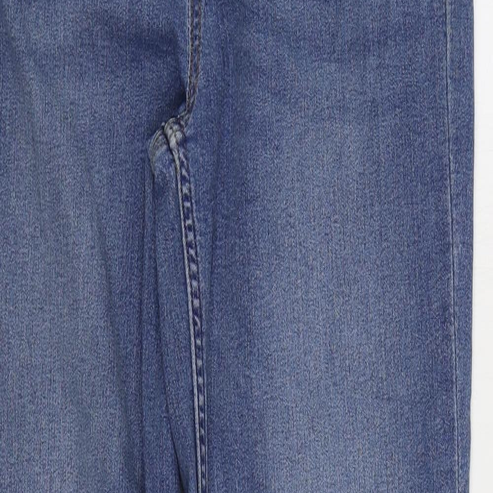 Marks and Spencer Womens Blue Cotton Straight Jeans Size 12 L32 in Regular Zip
