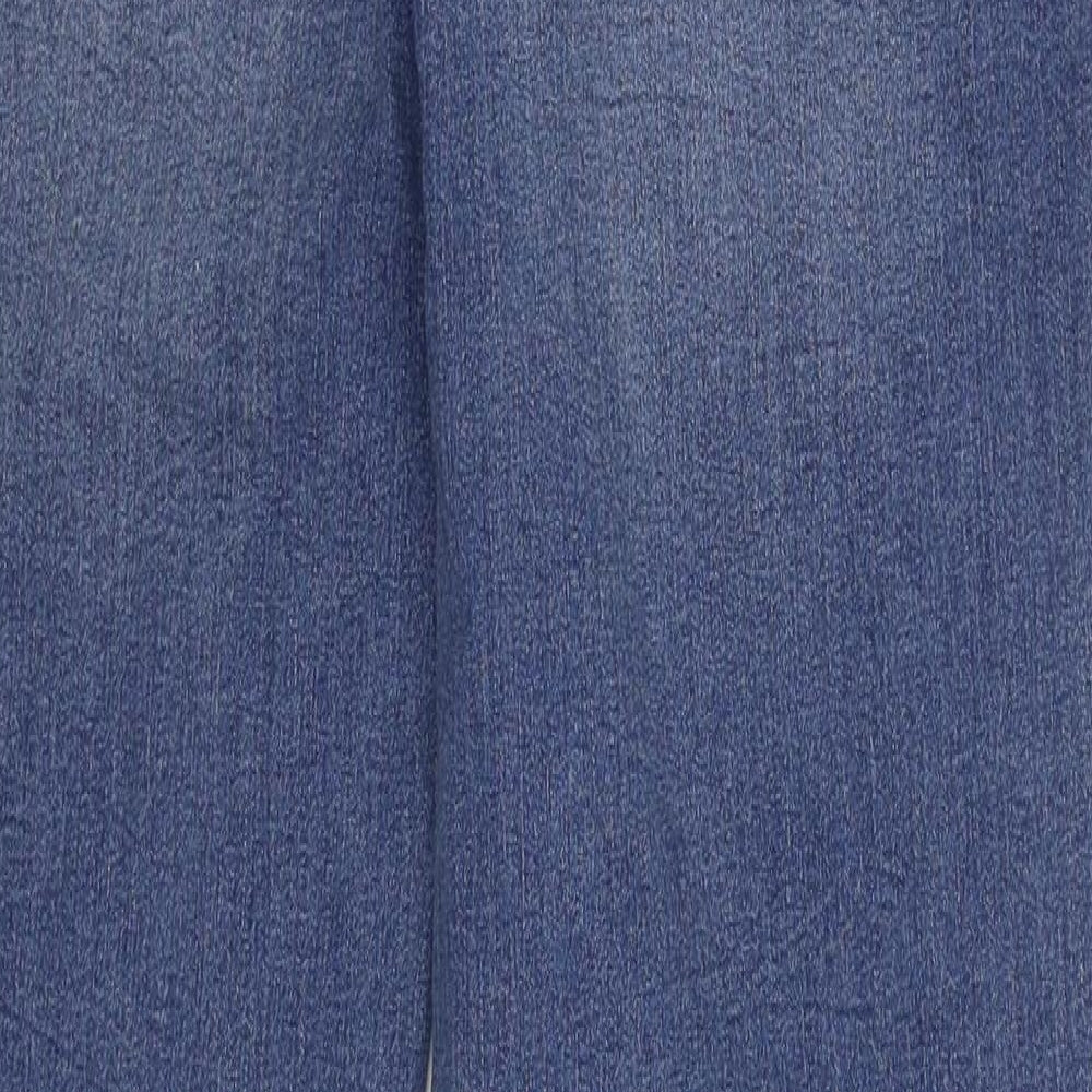 Marks and Spencer Womens Blue Cotton Straight Jeans Size 12 L32 in Regular Zip