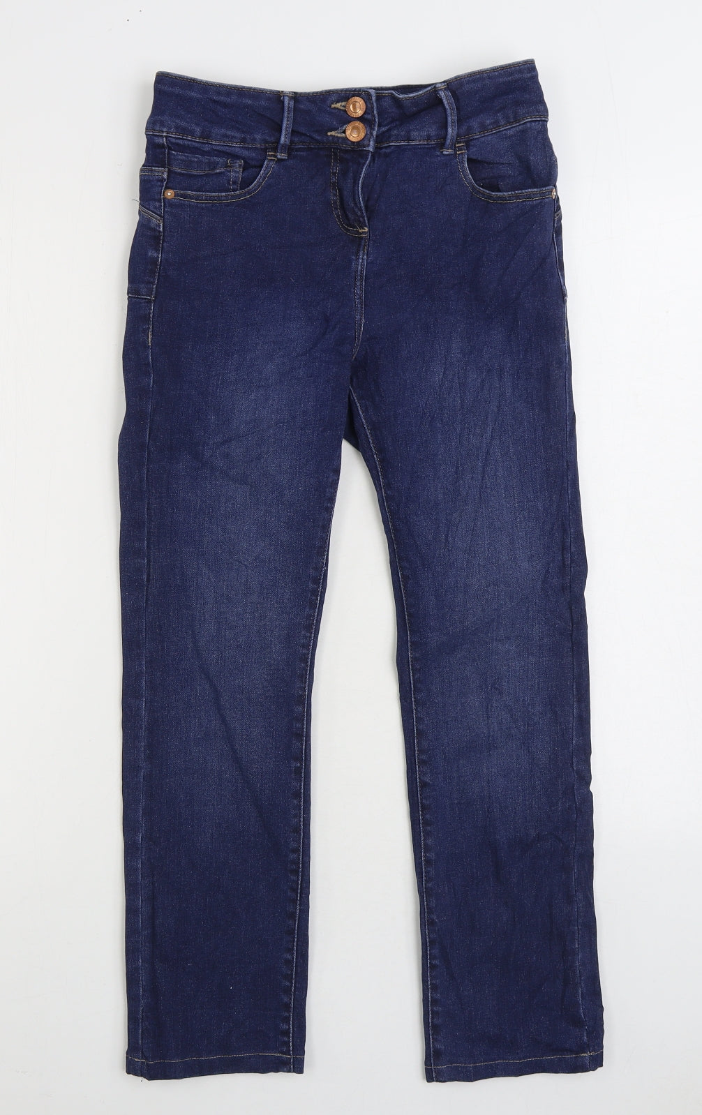 NEXT Womens Blue Cotton Straight Jeans Size 8 L23 in Regular Zip