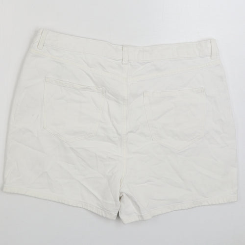 Marks and Spencer Womens White Cotton Hot Pants Shorts Size 20 L3 in Regular Zip