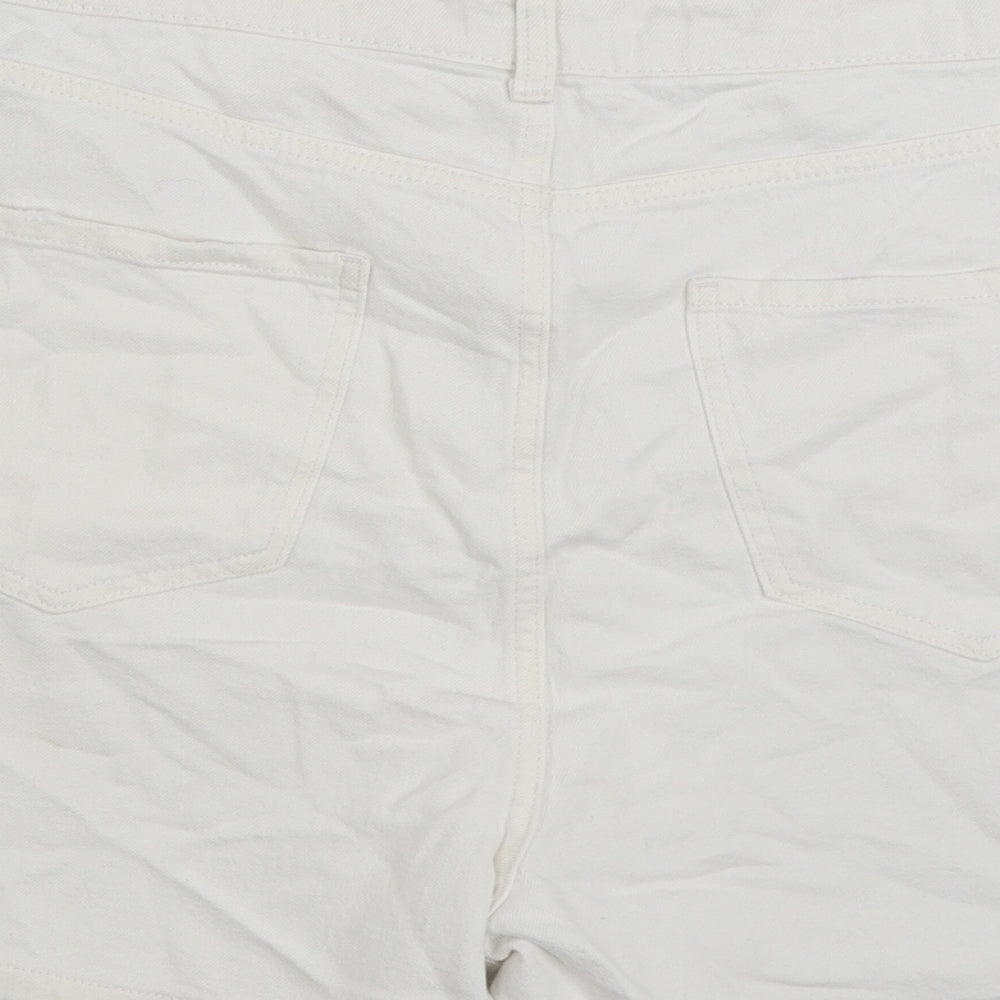 Marks and Spencer Womens White Cotton Hot Pants Shorts Size 20 L3 in Regular Zip