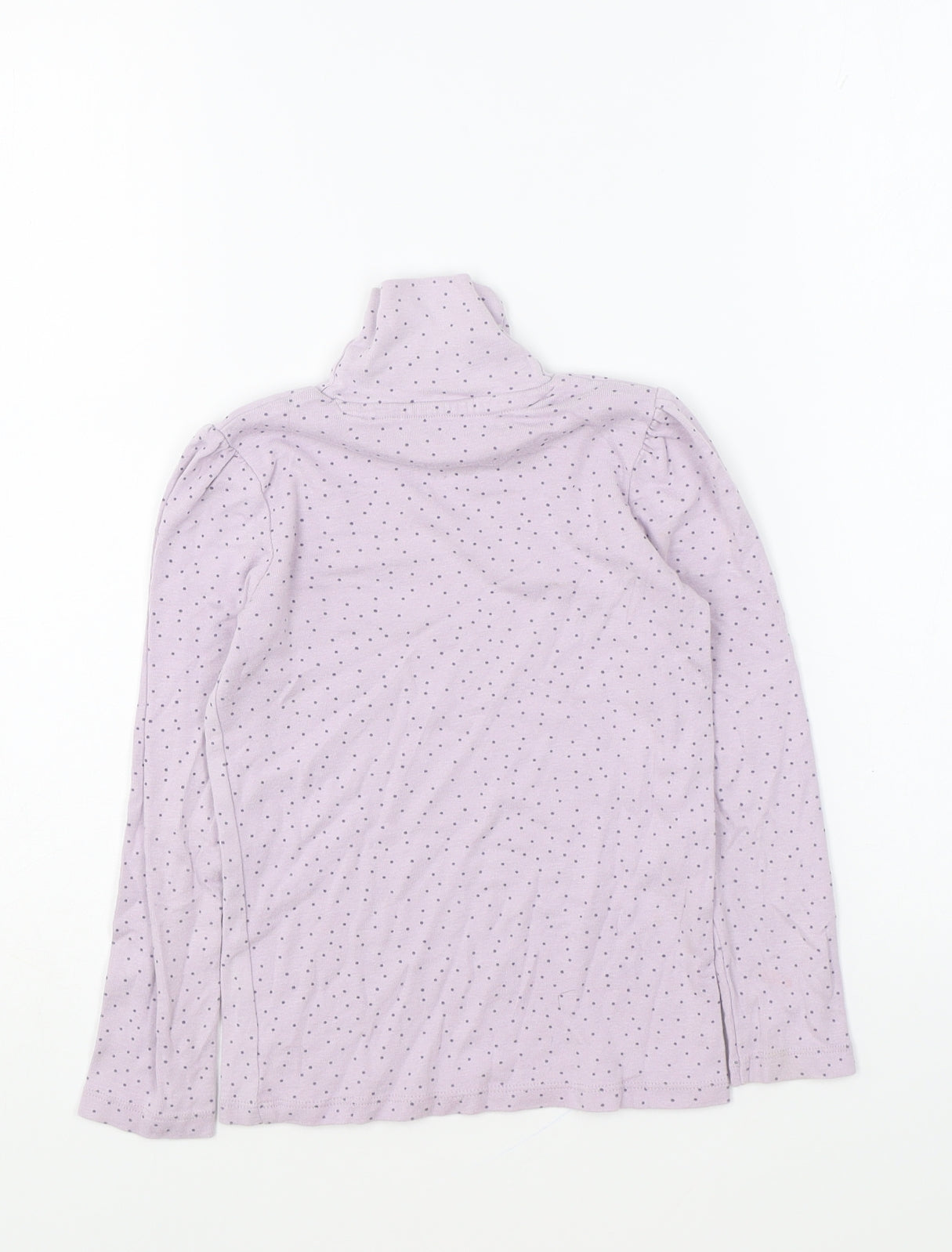George Girls Purple Polka Dot Cotton Basic T-Shirt Size 5-6 Years Roll Neck Pullover
