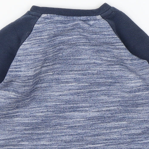 F&F Boys Blue Cotton Pullover Jumper Size 6-9 Months Snap
