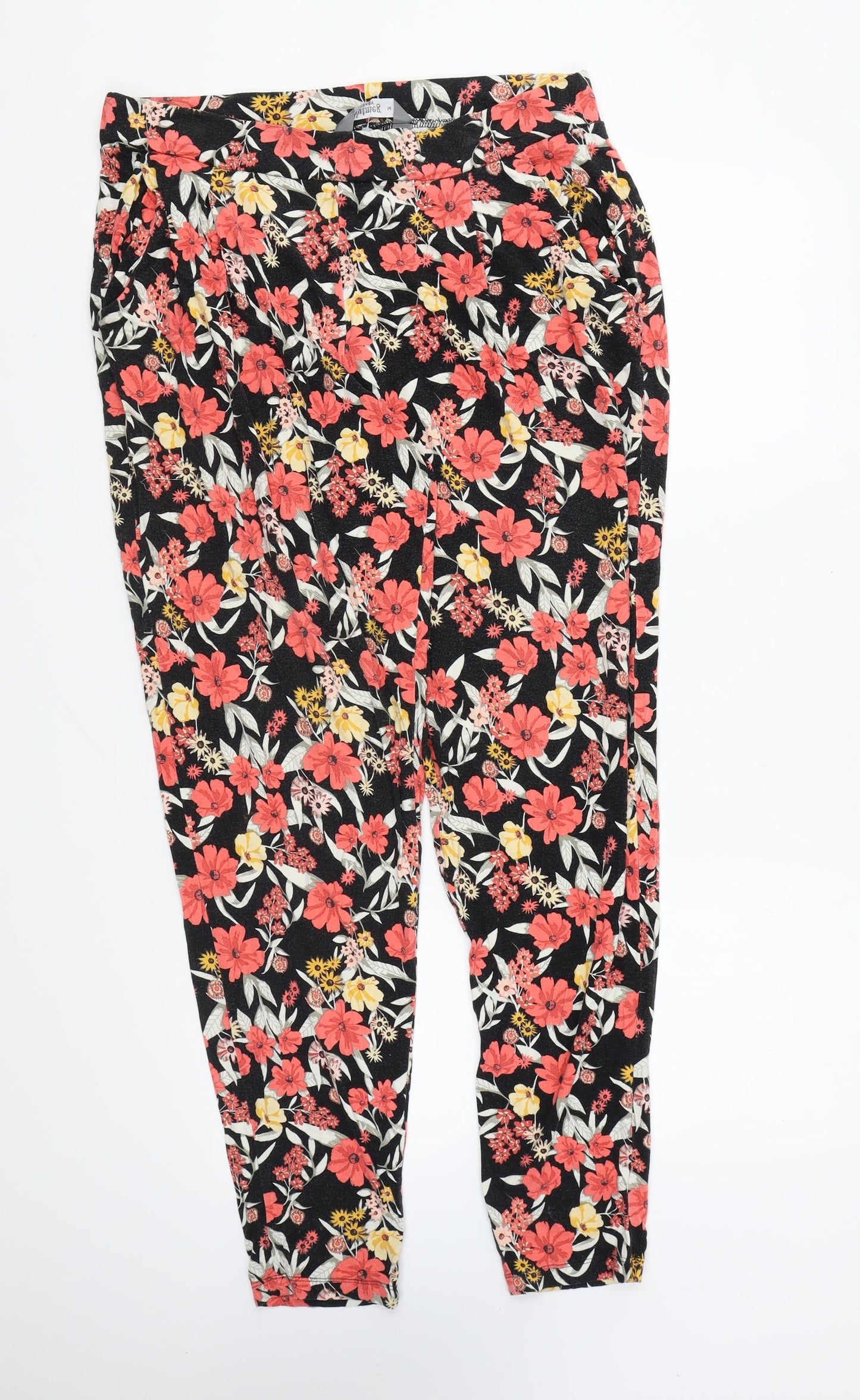 Nutmeg Womens Multicoloured Floral Viscose Trousers Size 14 L28 in Regular