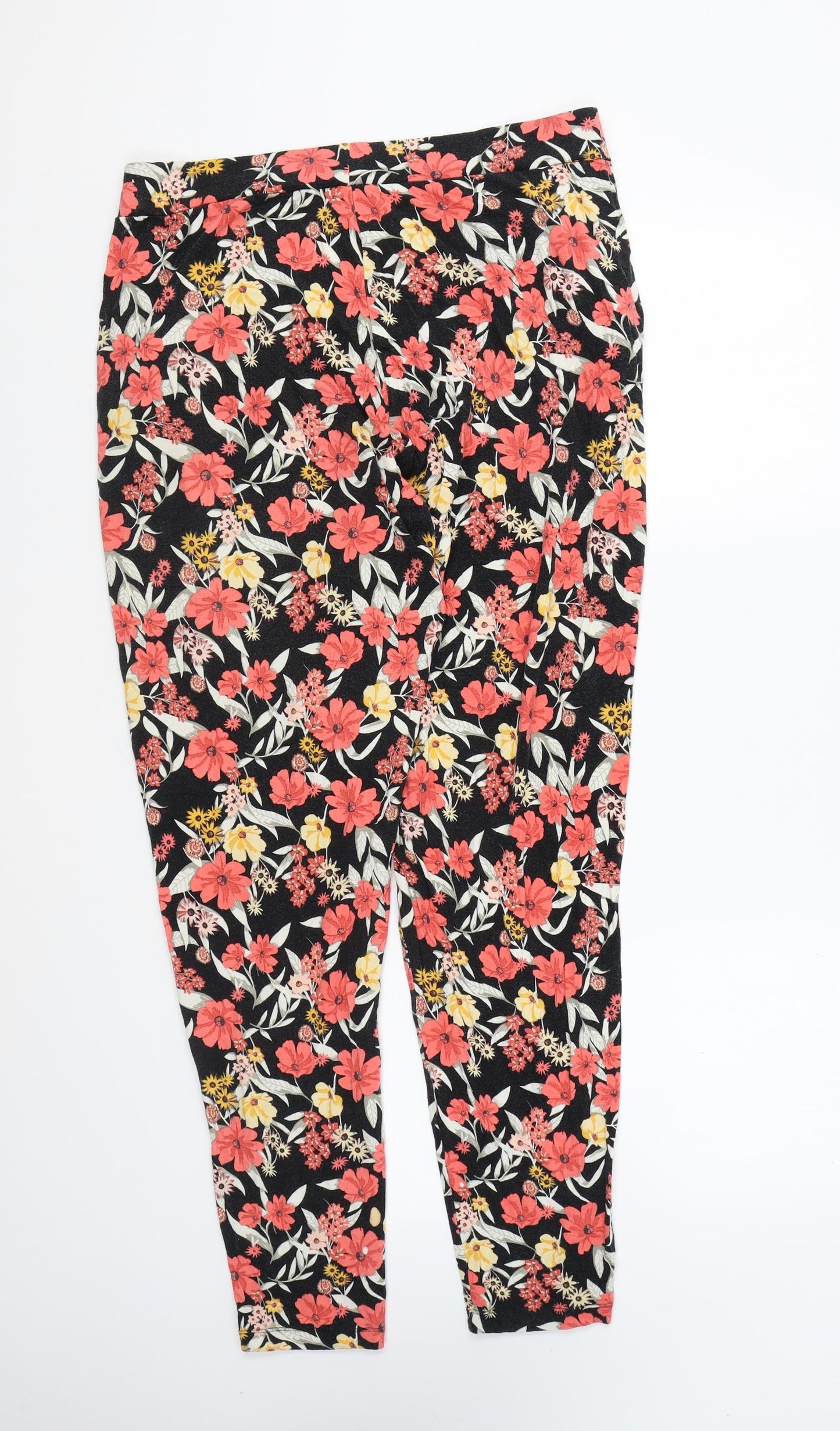 Nutmeg Womens Multicoloured Floral Viscose Trousers Size 14 L28 in Regular