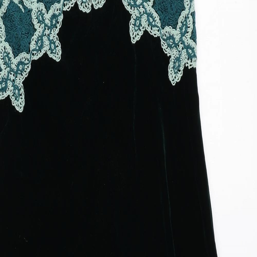 Zara Womens Green Polyester A-Line Size L V-Neck Pullover - Crochet Neckline