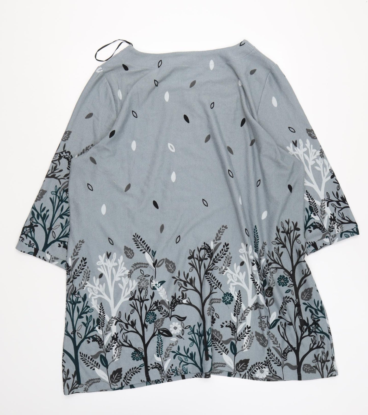 Arcadia Womens Blue Round Neck Floral Polyester Pullover Jumper Size 22