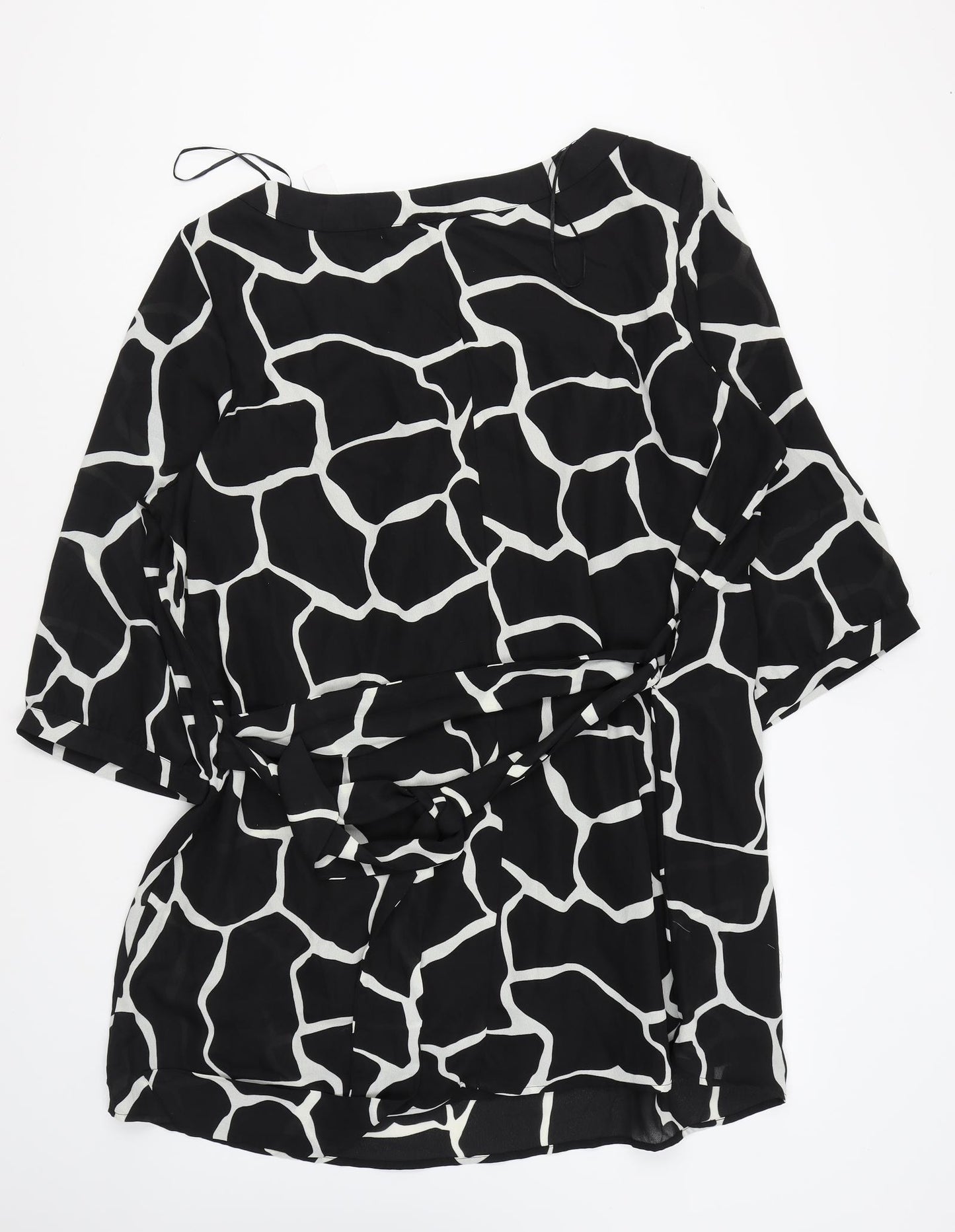 George Womens Black Geometric Polyester Shift Size 22 Round Neck Pullover