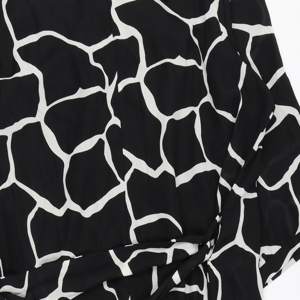 George Womens Black Geometric Polyester Shift Size 22 Round Neck Pullover